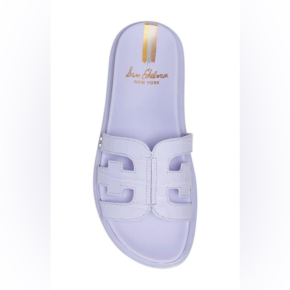 SAM EDELMAN Women's Valeri Logo Emblem Footbed Slide Sandals Misty Lilac